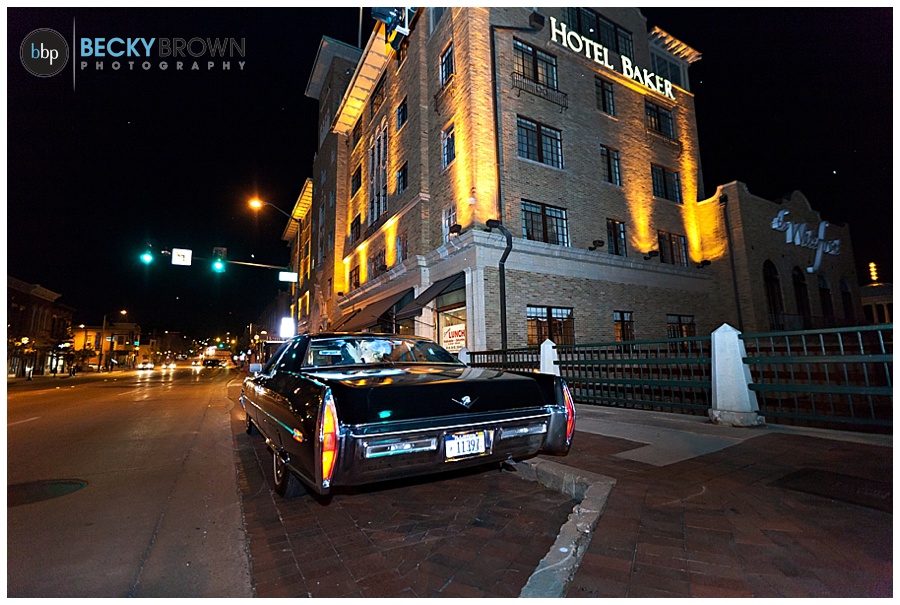 Hotel Baker night wedding photos