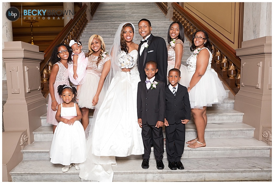 Wedding party with lots of kids