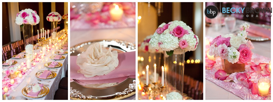 pink and gold wedding reception Circle city planners