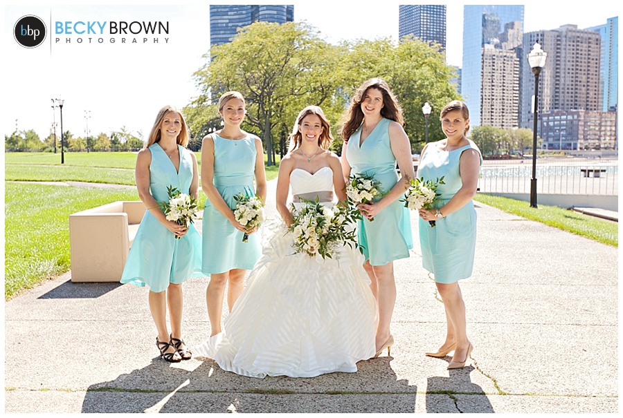 teal wedding party