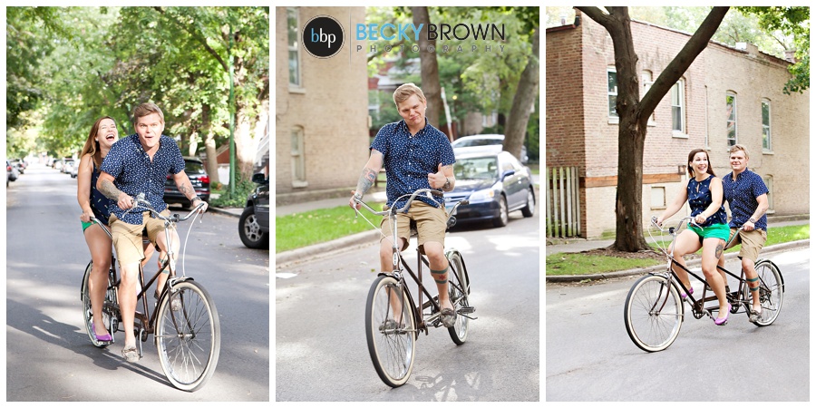 Tandem bike engagement photos