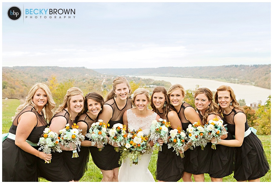 Teal and black bridesmaids