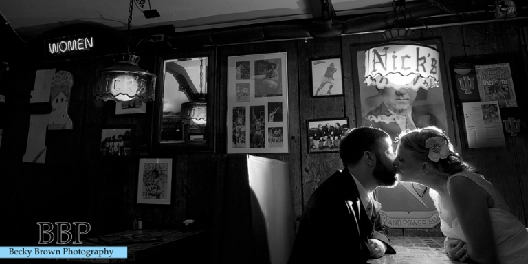 Wedding photos at a bar