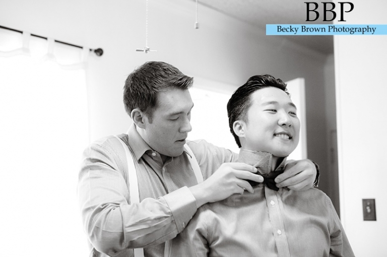 Groom wearing bowtie
